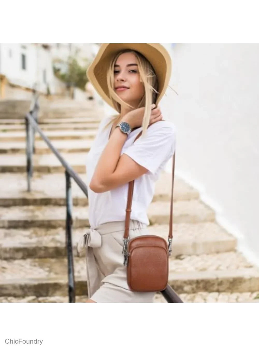 Small Leather Crossbody Bag RFID Blocking for Women